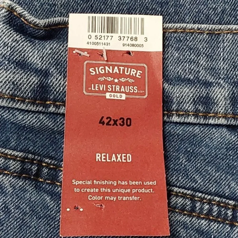 Mens Fit Flex Jeans Relaxed Fit | Signature by Levi Strauss & Co | 42X30